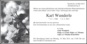 Traueranzeige von Karl Wunderle von Heidenheimer Zeitung