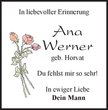 Traueranzeige von Ana Werner von Heidenheimer Zeitung
