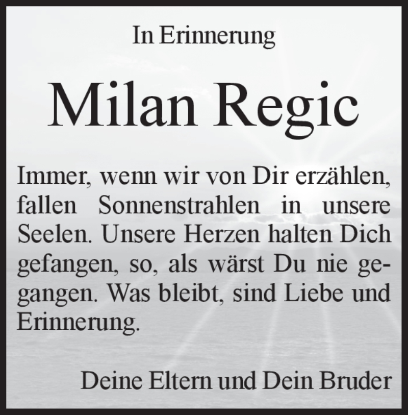  Traueranzeige für Milan Regic vom 21.09.2019 aus Heidenheimer Zeitung