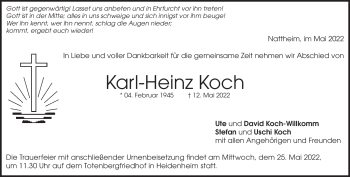 Traueranzeige von Karl-Heinz Koch von Heidenheimer Zeitung