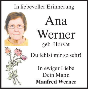 Traueranzeige von Ana Werner von Heidenheimer Zeitung