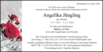 Traueranzeige von Angelika Jüngling von Heidenheimer Zeitung