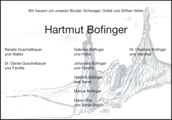 Traueranzeige von Hartmut Bofinger von Heidenheimer Zeitung
