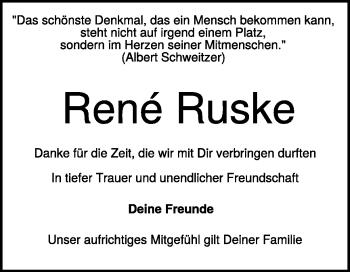 Traueranzeige von René Ruske von Heidenheimer Zeitung